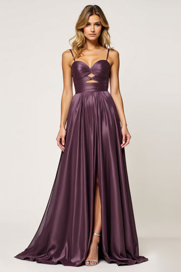 Purple Sweetheart A Line Cut Out Long Prom Dress